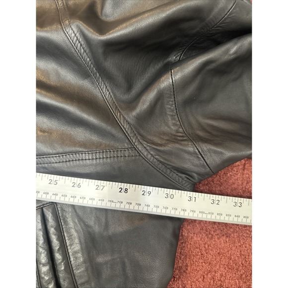 St Croix Shop Brown Black Two Tone Leather Double Collar Bomber Jacket 2XL Sz 50 - Picture 11 of 13